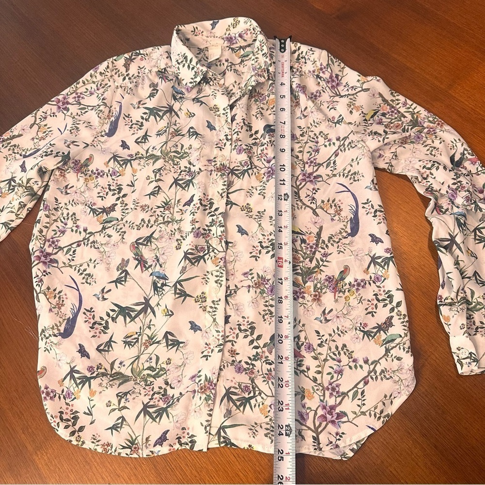 H&M Women’s Floral Birds Blouse Size 2 Small - Picture 10 of 12